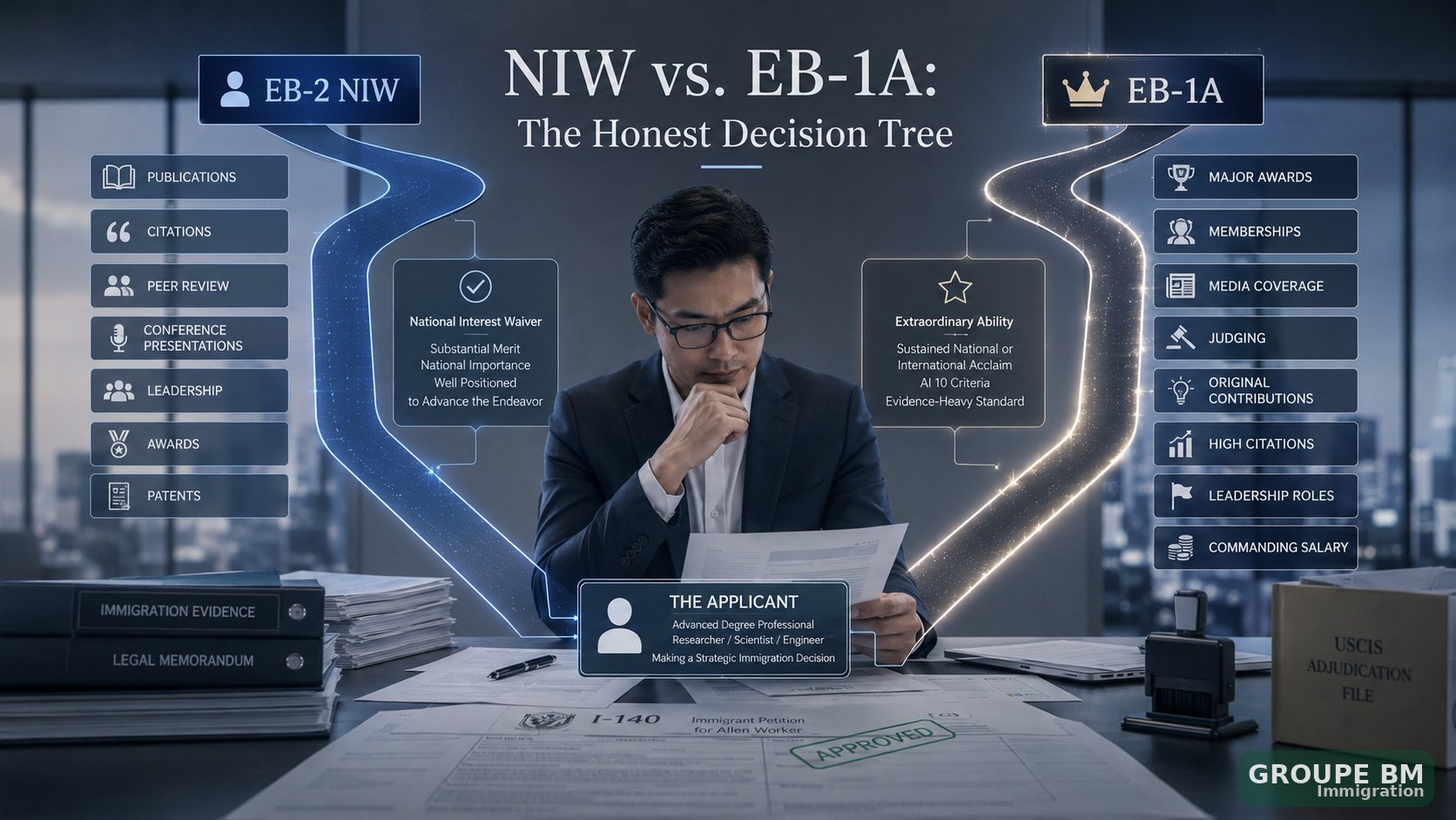 NIW vs. EB-1A : l'arbre de décision honnête