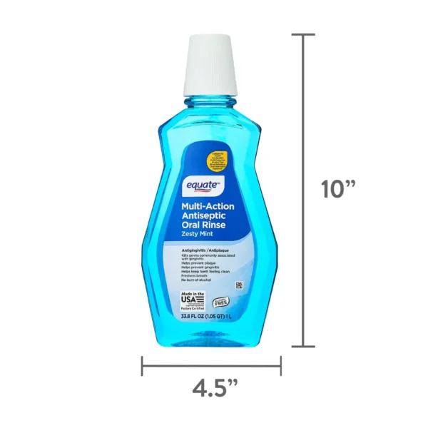 Bain de Bouche Antiseptique Multi-Actions Equate Sans Alcool, Saveur Menthe Énergisante, 1 L, Comparable à Crest® Pro-Health® Multi-Protection Sans Alcool Menthe Rafraîchissante