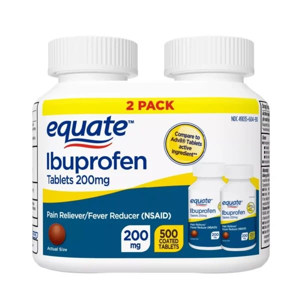 Equate Ibuprofen 200 mg (250 Comprimés) Equate Ibuprofen 200 mg, Soulagement de la Douleur et Réducteur de Fièvre (250 Comprimés)
