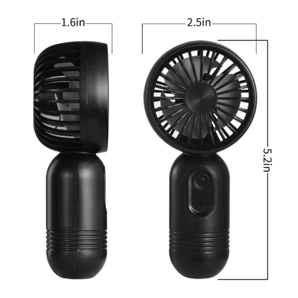 Mini ventilateur portable personnel à piles avec 3 vitesses, ventilateur rechargeable USB pour femmes, hommes, bureau, voyages en plein air