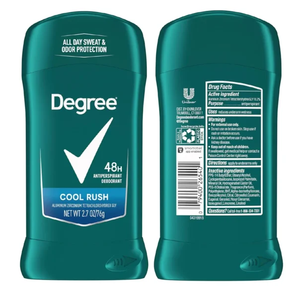 Déodorant pour Hommes Cool Rush DEGREE - Déodorant pour Hommes Cool Rush - 76 g - Protection 48h